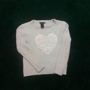 Blush & Bloom Sweater with Lace Heart design